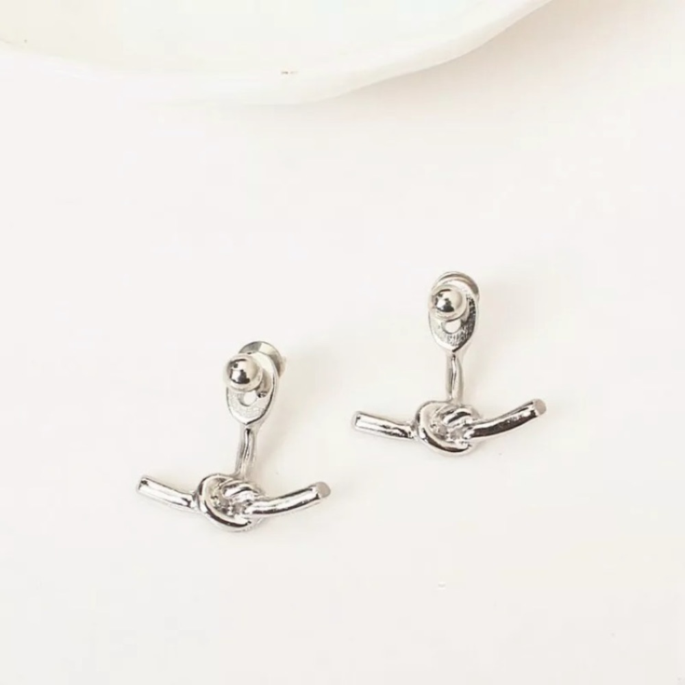 Gold Filled Sterling Knot Earrings - Picture 2 of 2